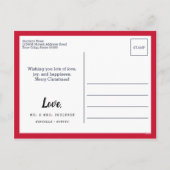 Rode Passen getrouwd eerste kerstfoto Snowflakes Feestdagenkaart (Achterkant)