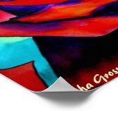 Rode passie roos originele waterverf kunst poster (Hoek)