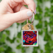 Rode passie roos originele waterverf kunst sleutelhanger (Hand)