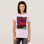Rode passie roos originele waterverf kunst t-shirt (Voorkant volledig)