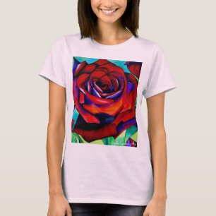 Rode passie roos originele waterverf kunst t-shirt