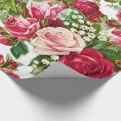  rode pastelroze rozen botanische bloemen cadeaupapier (Hoek)