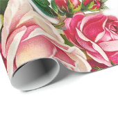  rode pastelroze rozen botanische bloemen cadeaupapier (Rol Hoek)
