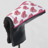 Rode Patchwork Harten Golf Hoofdhoes Golfheadcover (3/4 voorkant)