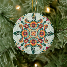 rode patchwork keramisch ornament