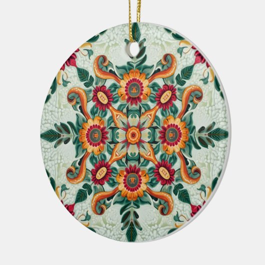 rode patchwork keramisch ornament (Links)