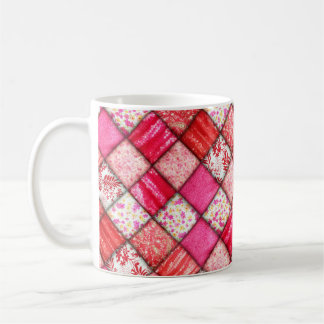 Rode Patchwork Look Quilt Patroon Koffiemok