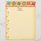 Rode patchwork Quilt Blocks Letterhead Persoonlijk Briefhoofd (Voorkant)