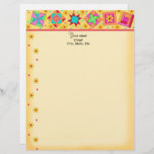 Rode patchwork Quilt Blocks Letterhead Persoonlijk Briefhoofd (Voorkant / Achterkant)