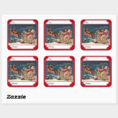 Rode Patriottische Amerikaanse Kerstman Kerstcadea Vierkante Sticker (Vel)