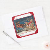 Rode Patriottische Amerikaanse Kerstman Kerstcadea Vierkante Sticker (Envelop)
