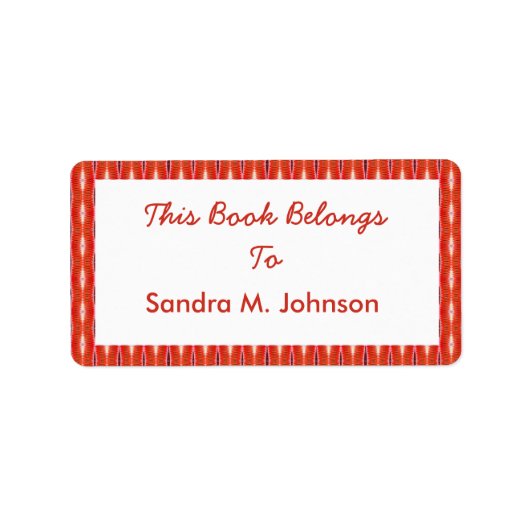 Rode patroon boekplaten etiket (Voorkant)