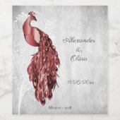 Rode Pauw Huwelijks Wijnlabel Wijn Etiket (Enkel label)