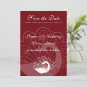 rode pauw redt datum save the date (Staand voorkant)