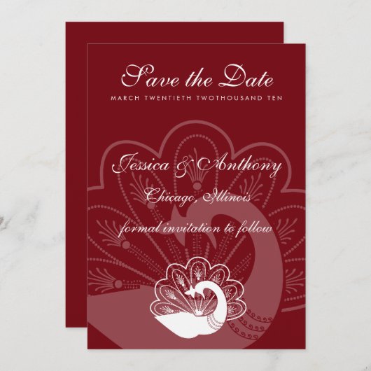 rode pauw redt datum save the date (Voorkant / Achterkant)