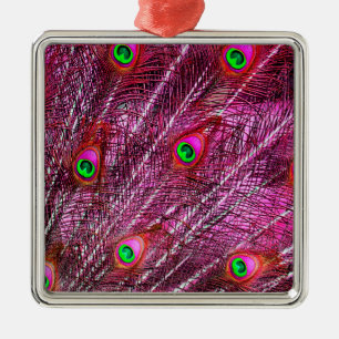 Rode pekelveren kleurenpluim metalen ornament