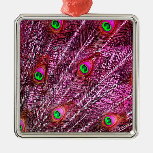 Rode pekelveren kleurenpluim metalen ornament (Voorkant)