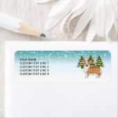 Rode Pembroke Welsh Corgi Blue Winter Kerstmis Etiket (Insitu)