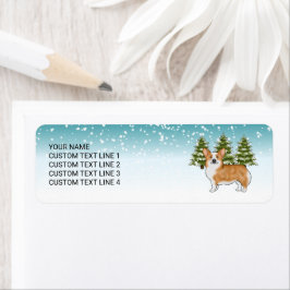 Rode Pembroke Welsh Corgi Blue Winter Kerstmis Etiket