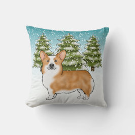 Rode Pembroke Welsh Corgi Blue Winter Kerstmis Kussen