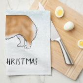 Rode Pembroke Welsh Corgi Blue Winter Kerstmis Theedoek (Quarter Fold)