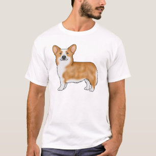 Rode Pembroke Welsh Corgi Cartoon Hond Kunst Portr T-shirt