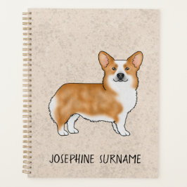 Rode Pembroke Welsh Corgi Dog met aangepaste naam Planner