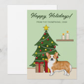 Rode Pembroke Welsh Corgi hond en kerstboom Feestdagenkaart (Voorkant / Achterkant)