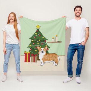 Rode Pembroke Welsh Corgi hond en kerstboom Fleece Deken