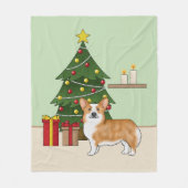Rode Pembroke Welsh Corgi hond en kerstboom Fleece Deken (Voorkant)