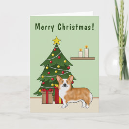Rode Pembroke Welsh Corgi hond en kerstboom Kaart