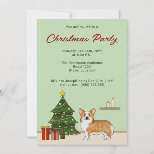 Rode Pembroke Welsh Corgi-hond en kerstboom Kaart