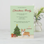 Rode Pembroke Welsh Corgi hond en kerstboom Kaart (Staand voorkant)