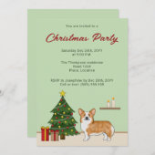 Rode Pembroke Welsh Corgi hond en kerstboom Kaart (Voorkant / Achterkant)