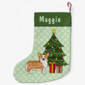 Rode Pembroke Welsh Corgi hond en kerstboom Kleine Kerstsok (Achterkant)