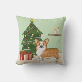 Rode Pembroke Welsh Corgi hond en kerstboom Kussen
