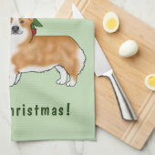 Rode Pembroke Welsh Corgi hond en kerstboom Theedoek (Quarter Fold)