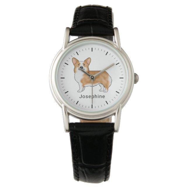 Rode Pembroke Welsh Corgi-hond met aangepaste naam Horloge (Voorkant)