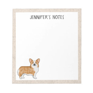 Rode Pembroke Welsh Corgi-hond met aangepaste teks Notitieblok