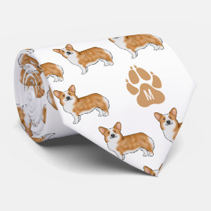 Rode Pembroke Welsh Corgi Hond Pattern Met Monogra Stropdas
