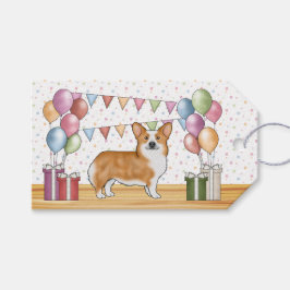 Rode Pembroke Welsh Corgi Kleurrijke Gelukkige Ver Cadeaulabel