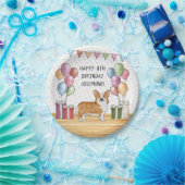 Rode Pembroke Welsh Corgi Kleurrijke Gelukkige Ver Papieren Bordje (Feest)