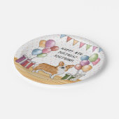 Rode Pembroke Welsh Corgi Kleurrijke Gelukkige Ver Papieren Bordje (Gekanteld)