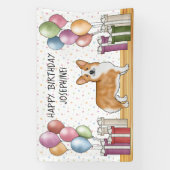 Rode Pembroke Welsh Corgi Kleurrijke Gelukkige Ver Spandoek (Verticaal)