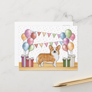 Rode Pembroke Welsh Corgi Kleurrijke Pastelverjaar Briefkaart