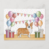 Rode Pembroke Welsh Corgi Kleurrijke Pastelverjaar Briefkaart (Voorkant)