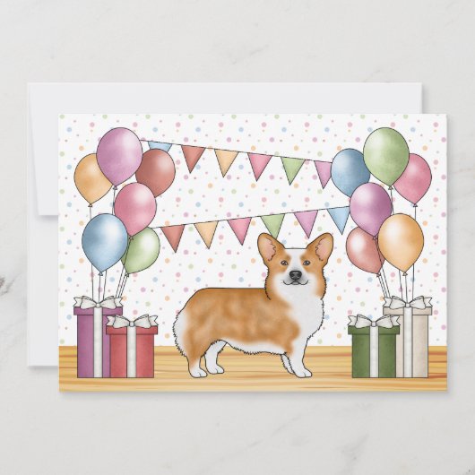Rode Pembroke Welsh Corgi Kleurrijke Pastelverjaar Kaart (Voorkant)