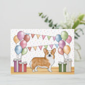 Rode Pembroke Welsh Corgi Kleurrijke Pastelverjaar Kaart (Staand voorkant)