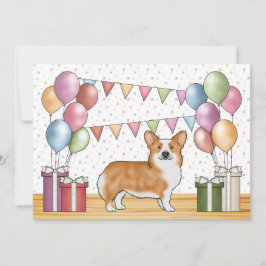 Rode Pembroke Welsh Corgi Kleurrijke Pastelverjaar Kaart