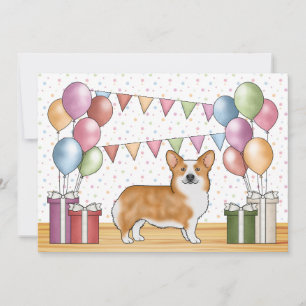 Rode Pembroke Welsh Corgi Kleurrijke Pastelverjaar Kaart